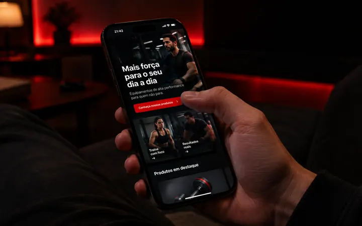 Celular com um site moderno já carregado