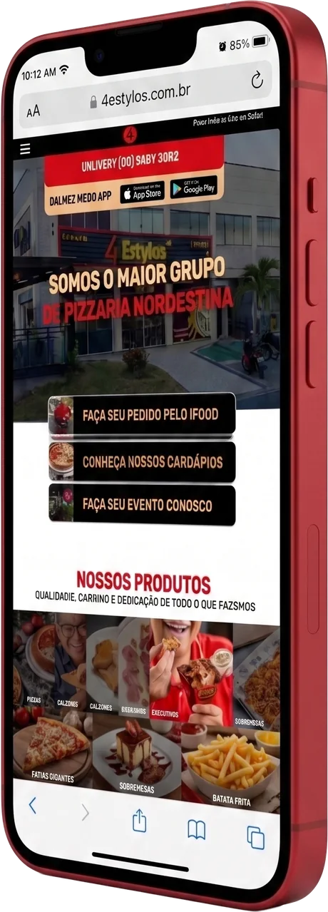 Site da 4 Estylo's exibido em iPhone