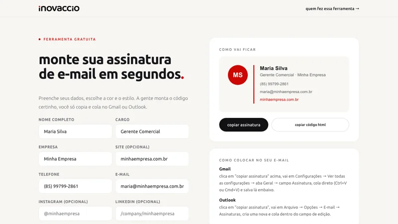 Gerador de assinatura de e-mail grátis