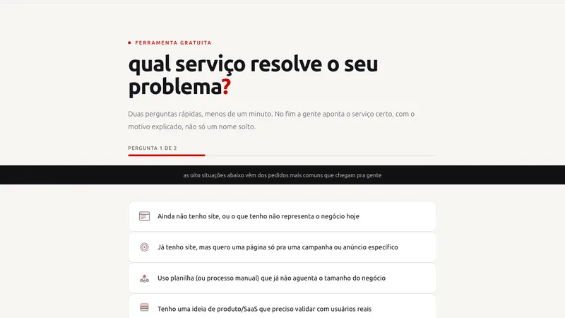 O quiz de 1 minuto que aponta seu serviço